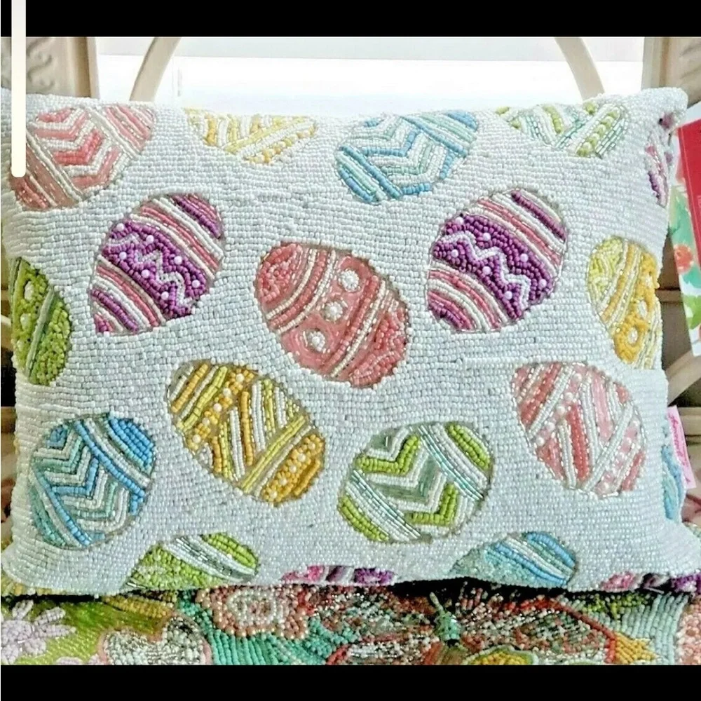 NWT set of 2- beaded Easter/Spring pillows.